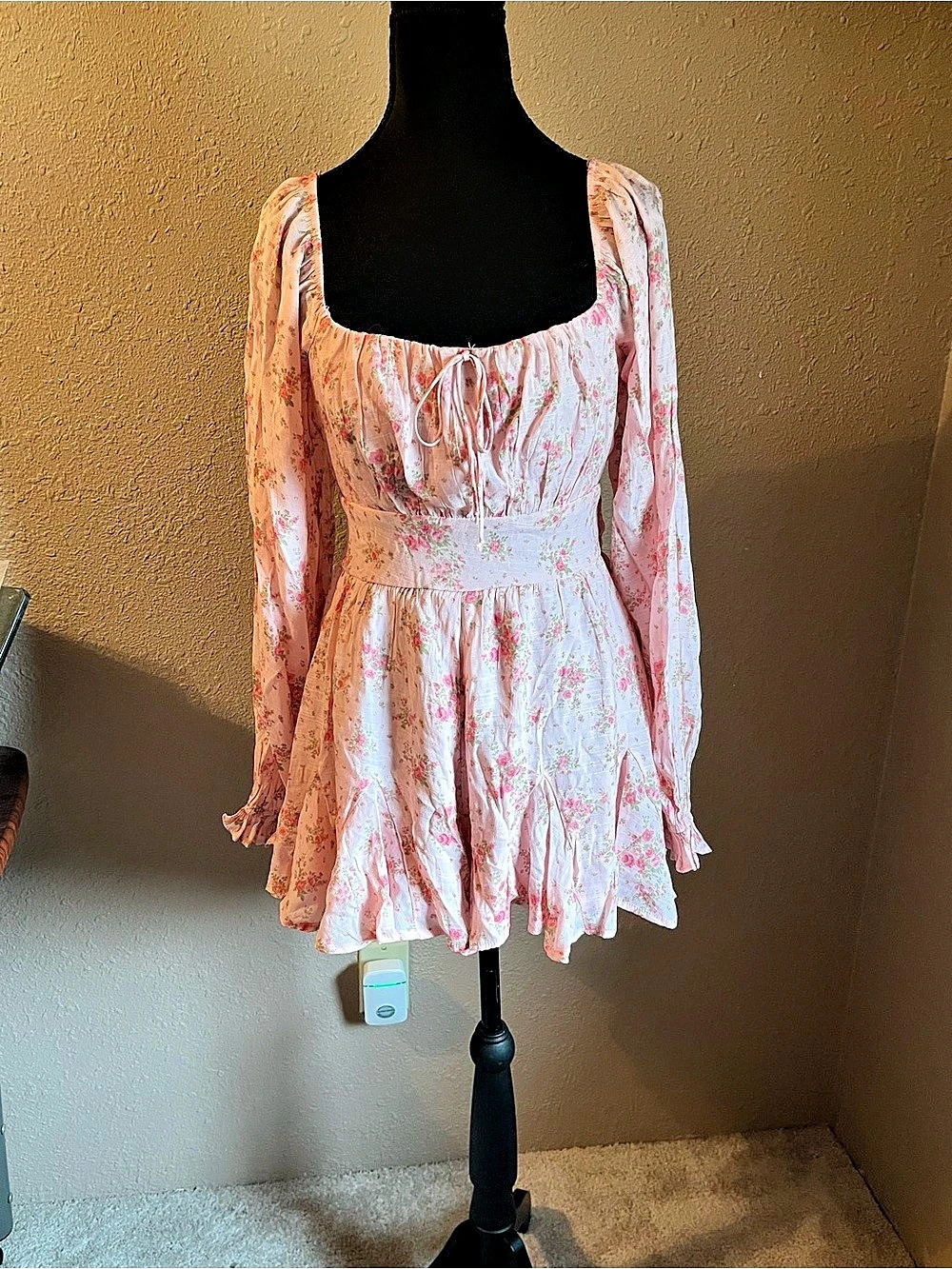 Trixxi Floral Mini Romper Dress in Pink Medium NWT Fairycore Coquette